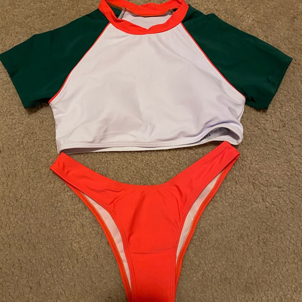 SHEIN Short sleeve high cut bikini swimsuit